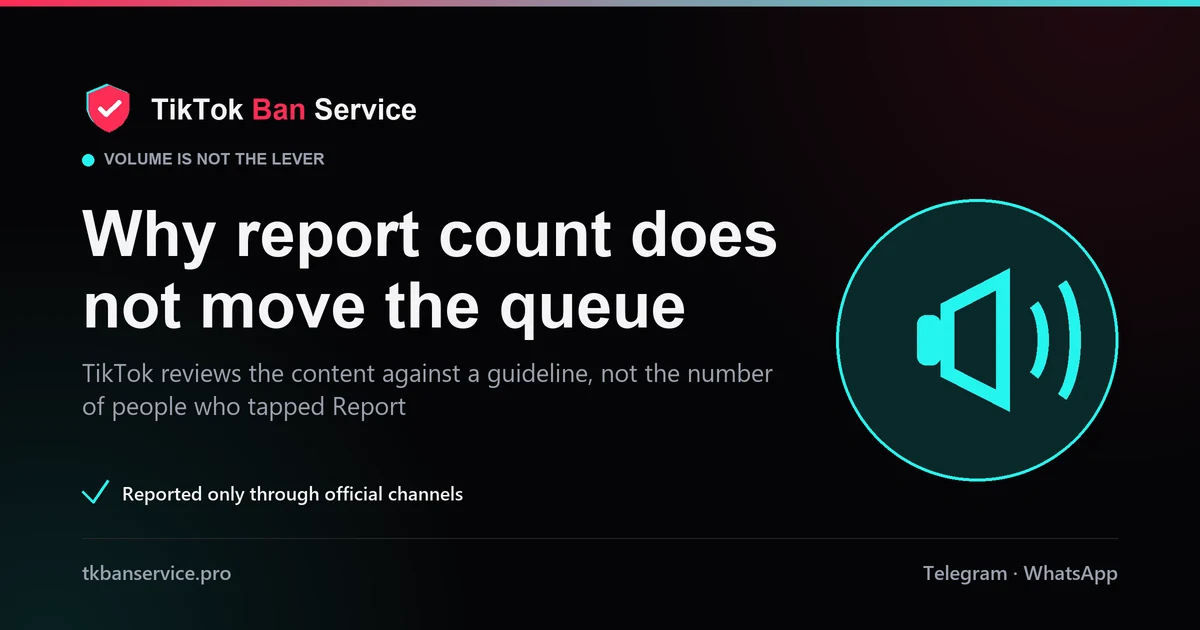 Why TikTok report count does not move the moderation queue: content is judged against a guideline, not tallied