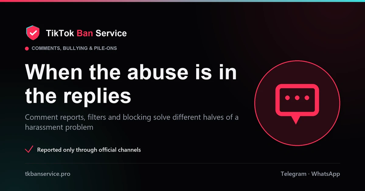 TikTok comment ban: report a comment on TikTok and filter the reply section
