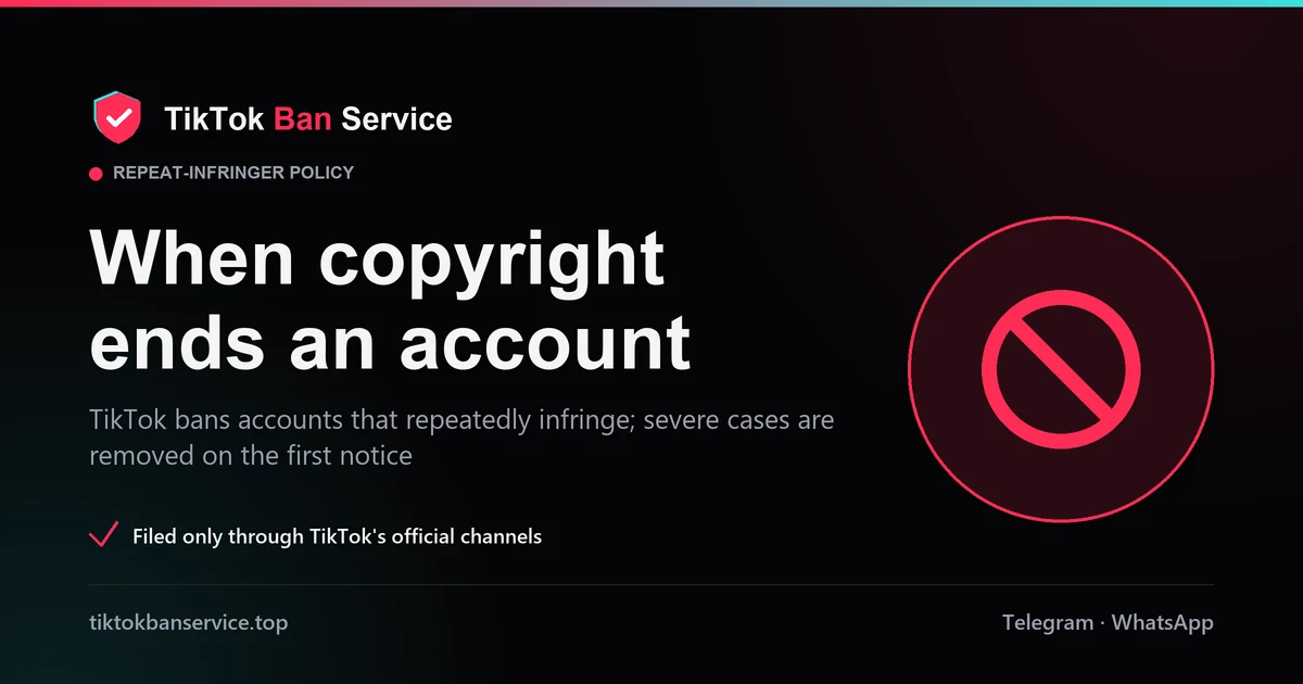 When copyright ends a TikTok account: the repeat-infringer policy bans accounts that repeatedly infringe